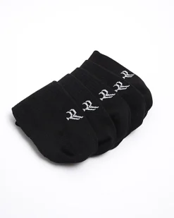 5PK Black Rib Trainer Socks