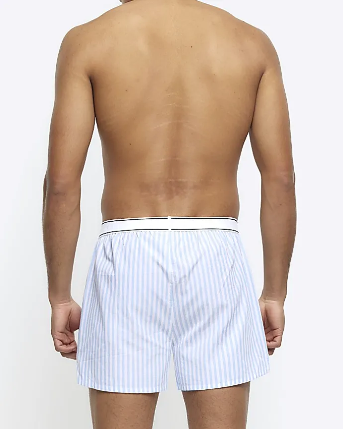 3PK blue check boxer shorts