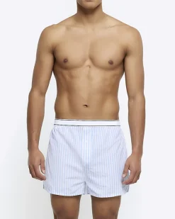 3PK blue check boxer shorts