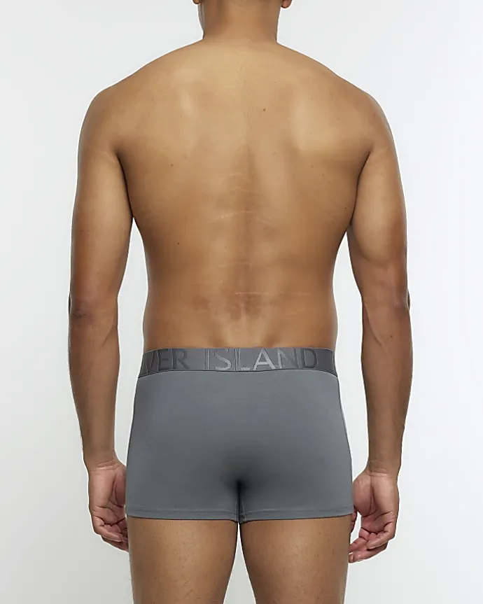4PK Dark grey cotton stretch trunks