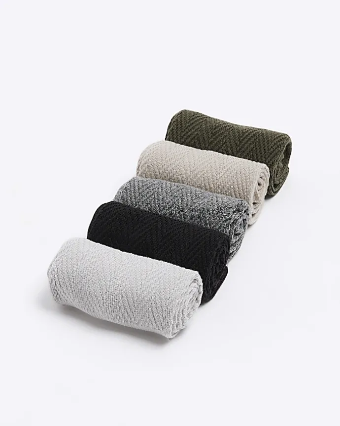 5PK Khaki ankle socks
