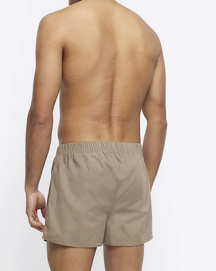 3PK khaki stripe boxer shorts