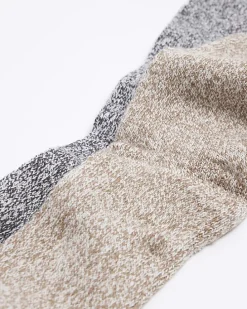 2pk Neutral knit boot socks