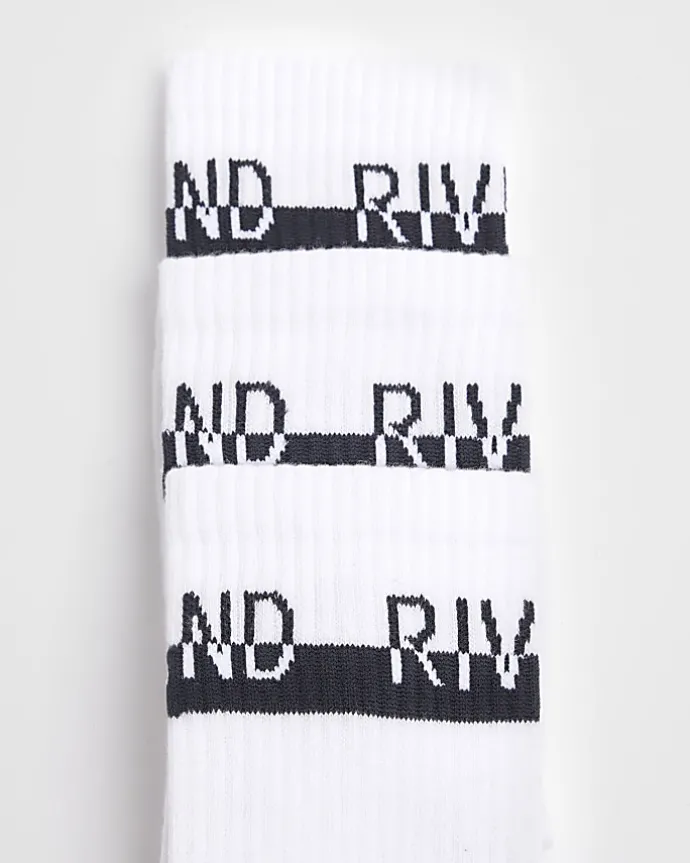 3PK white branded tube socks