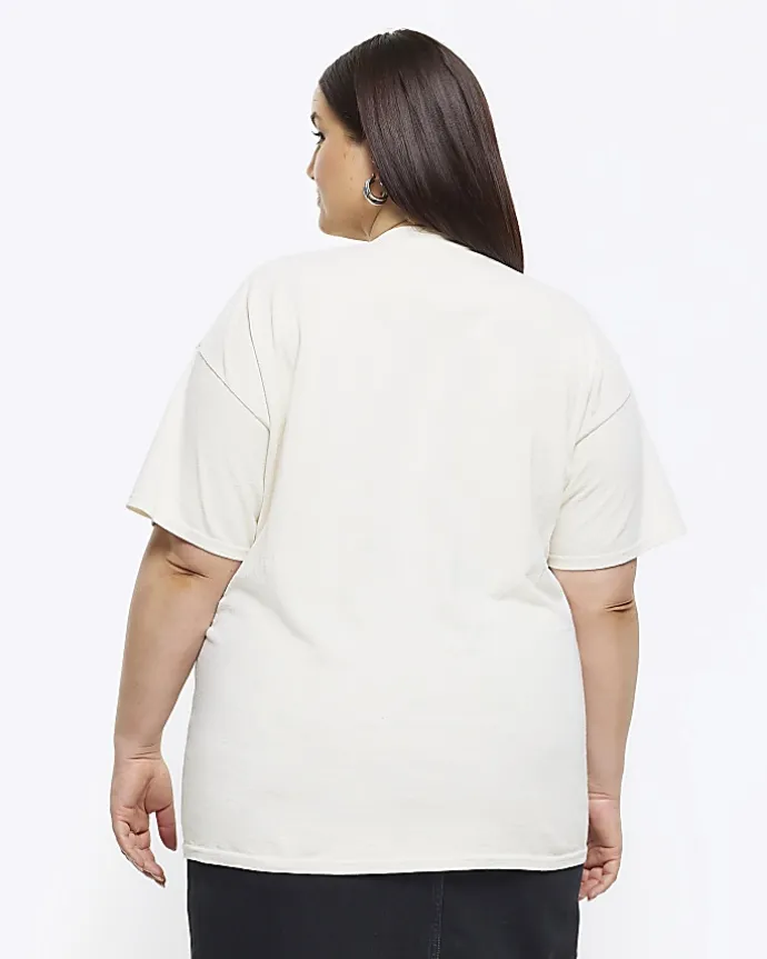 Plus beige rose graphic t-shirt