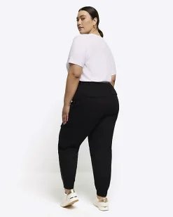 Plus black belted utility cargo trousers