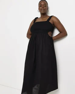Plus black cut out beach midi dress