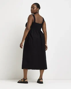 Plus black cut out beach midi dress