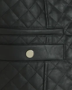 Plus black faux leather quilted blazer