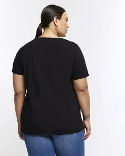 Plus black floral graphic t-shirt