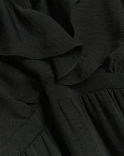 Plus black frill swing maxi dress
