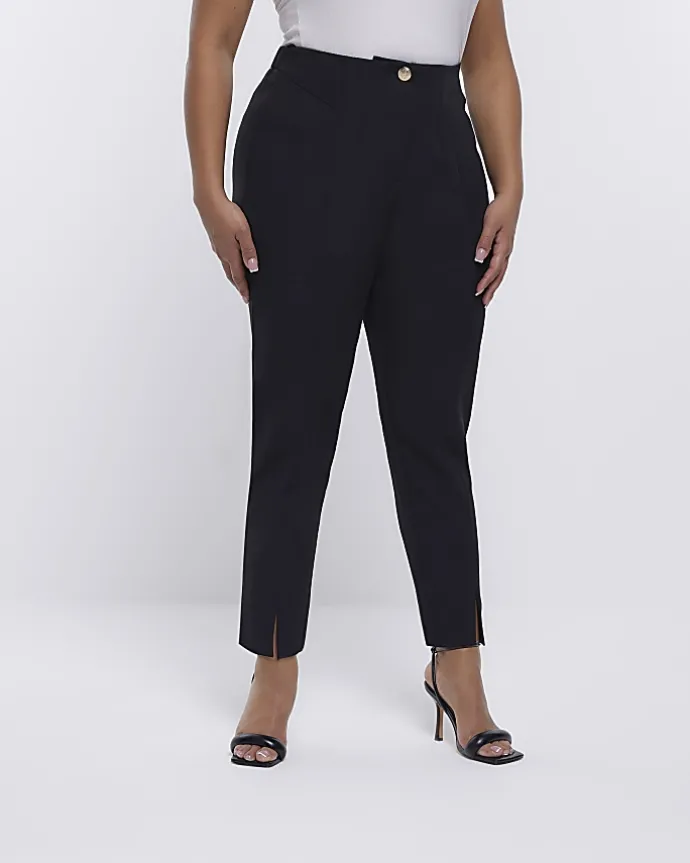 Plus black high waisted cigarette trousers