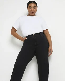 Plus black high waisted mom jeans