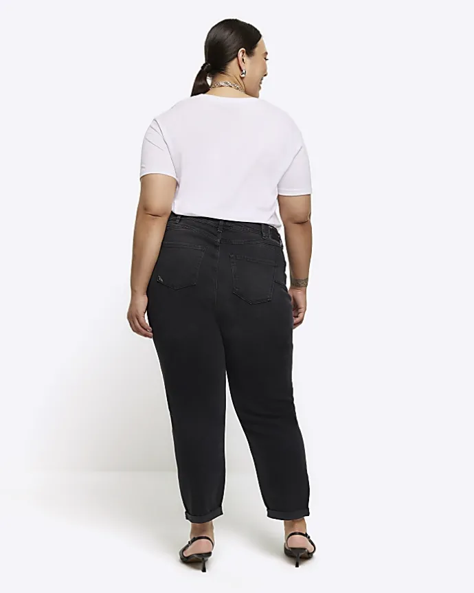 Plus black high waisted mom jeans