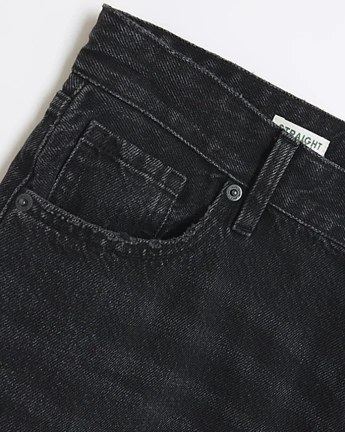 Plus black mid rise relaxed straight jeans