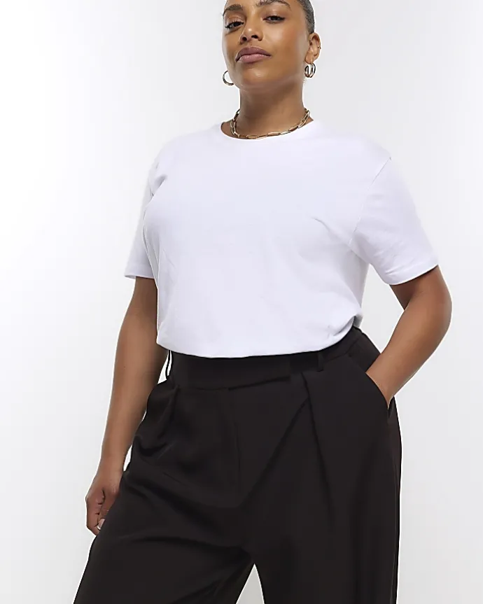 Plus black pleated wide leg trousers