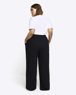Plus black pleated wide leg trousers