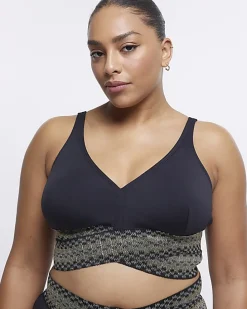 Plus black plunge bikini top