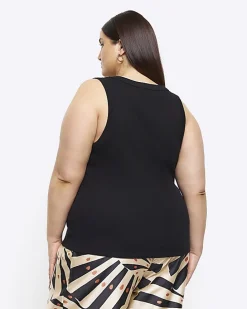 Plus black scoop neck vest top