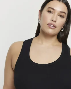 Plus black scoop neck vest top