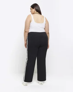 Plus black side stripe wide leg joggers