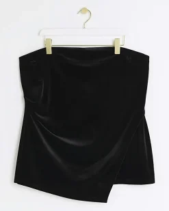Plus black velvet asymmetric bandeau top