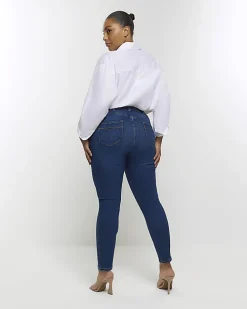 Plus blue high waist bum sculpt skinny jeans
