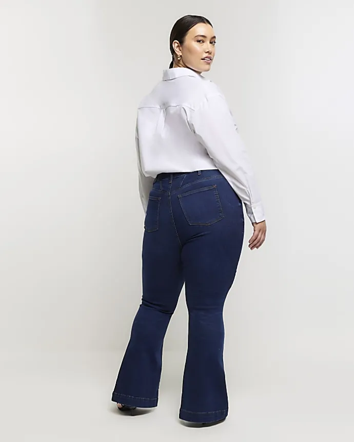 Plus blue high waist flare jeans