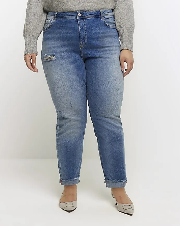 Plus blue high waisted bum sculpt mom jeans