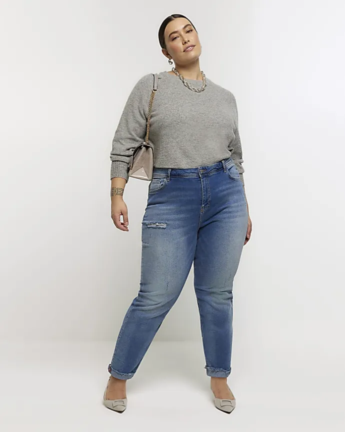 Plus blue high waisted bum sculpt mom jeans