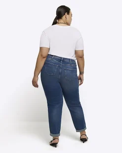 Plus blue high waisted mom jeans