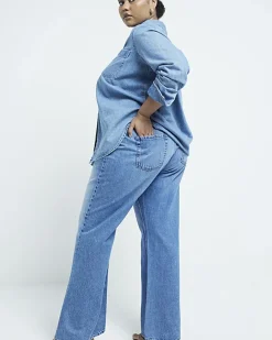 Plus blue high waisted straight leg jeans