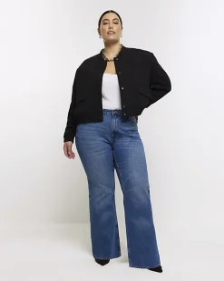 Plus blue mid rise straight jeans