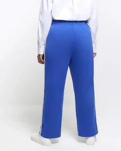 Plus blue side stripe wide leg joggers