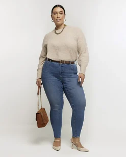 Plus blue skinny fit bum sculpt jeans