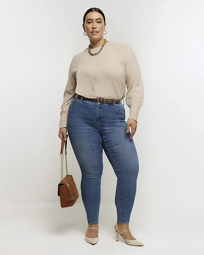 Plus blue skinny fit bum sculpt jeans
