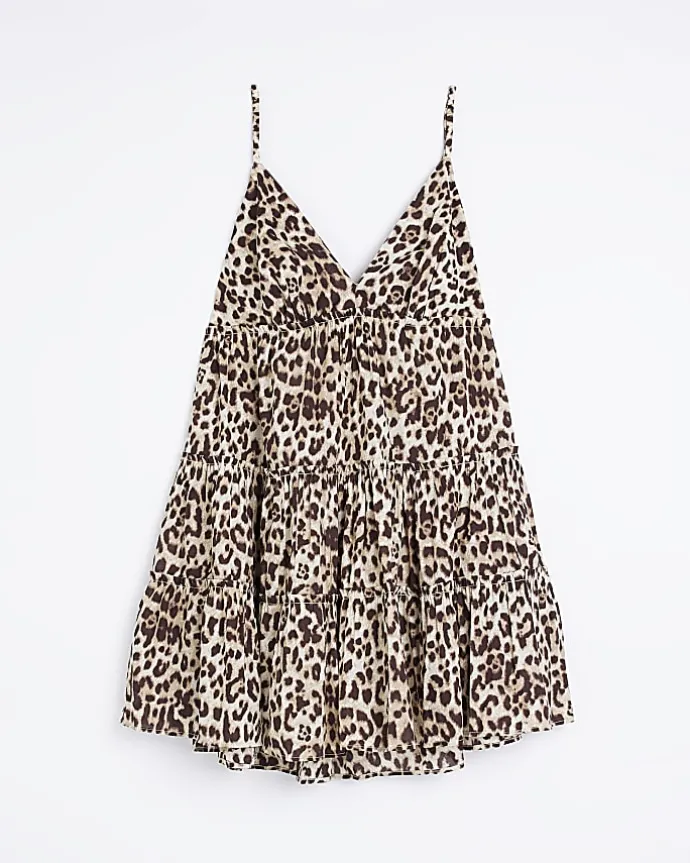 Plus Brown Animal Print Mini Dress