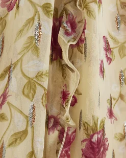 Plus cream chiffon floral blouse