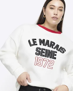 Plus cream embroidered sweatshirt