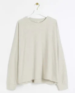 Plus cream rib cosy sweatshirt