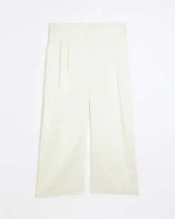 Plus cream wide leg trousers
