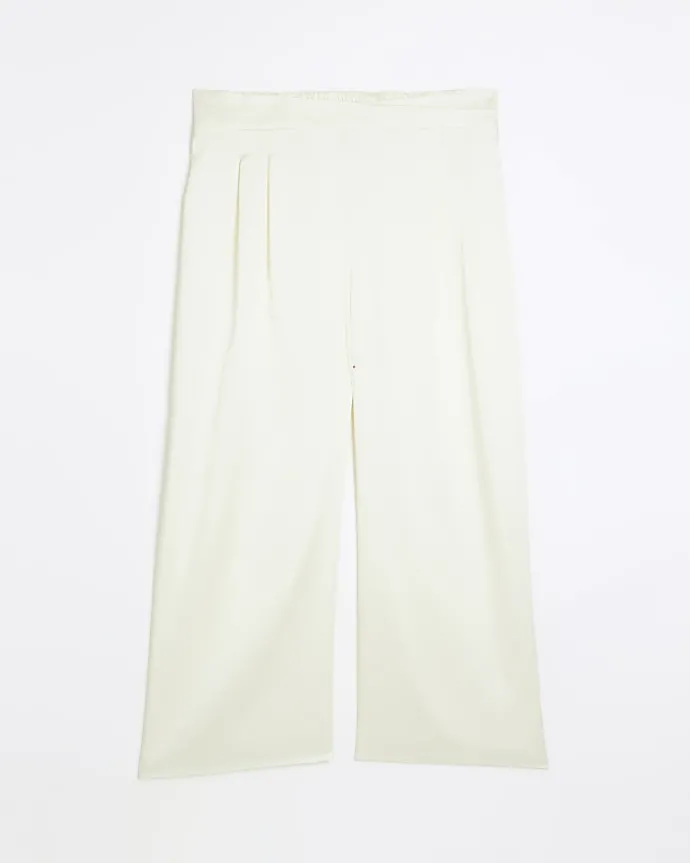 Plus cream wide leg trousers