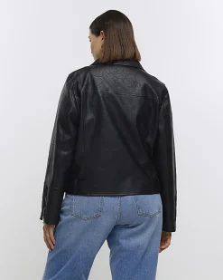 Plus Faux Leather Black Biker Jacket
