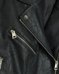 Plus Faux Leather Black Biker Jacket
