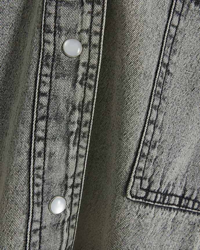 Plus grey denim long sleeve shirt