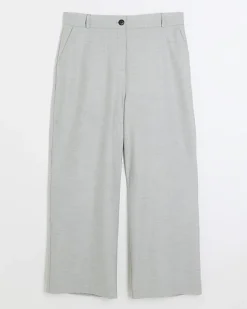 Plus grey flannel wide leg trousers