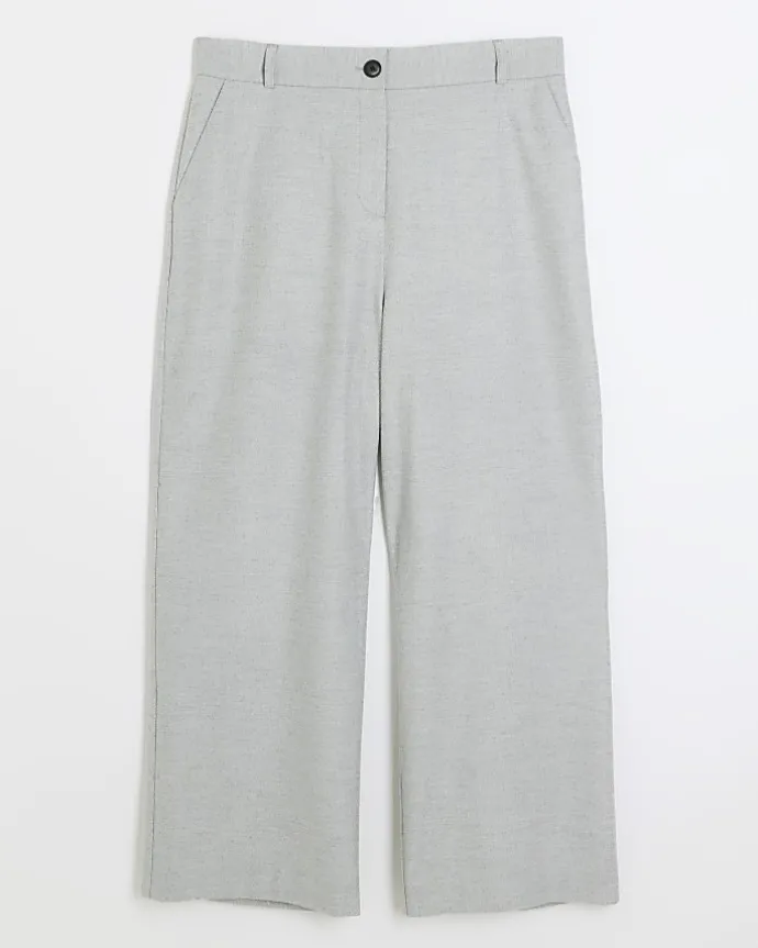 Plus grey flannel wide leg trousers