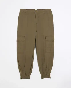 Plus khaki zip cuffed cargo trousers