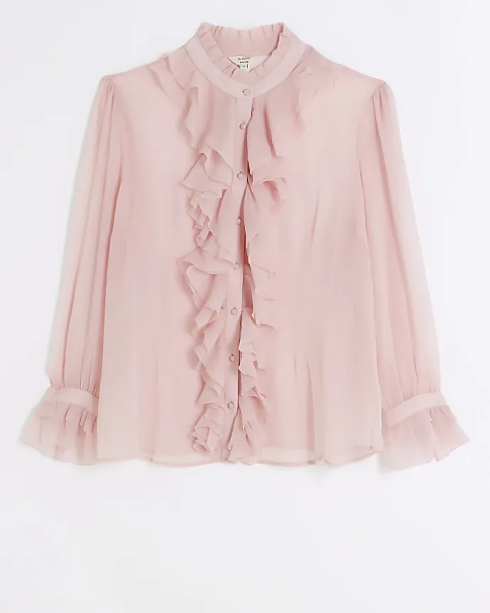 Plus pink frill blouse