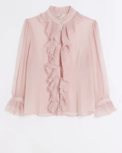 Plus pink frill blouse